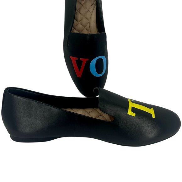 BIRDIES Limited Edition VOTE Black Leather Loafers Flats Womens 10.5 Rare NWOB - Picture 6 of 12